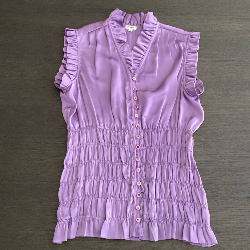 Agora Purple Ruffled Blouse